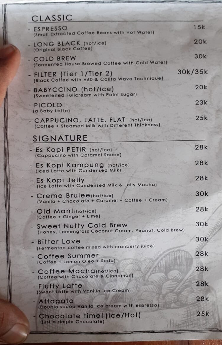 Kedai Kopi Petir di Kota Kupang 5 Menu kopi Kedai kopi Petir