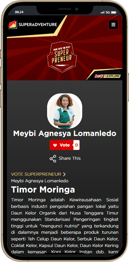 Dukung Timor Moringa di Vote Superprenuer 2 Timor Moringa